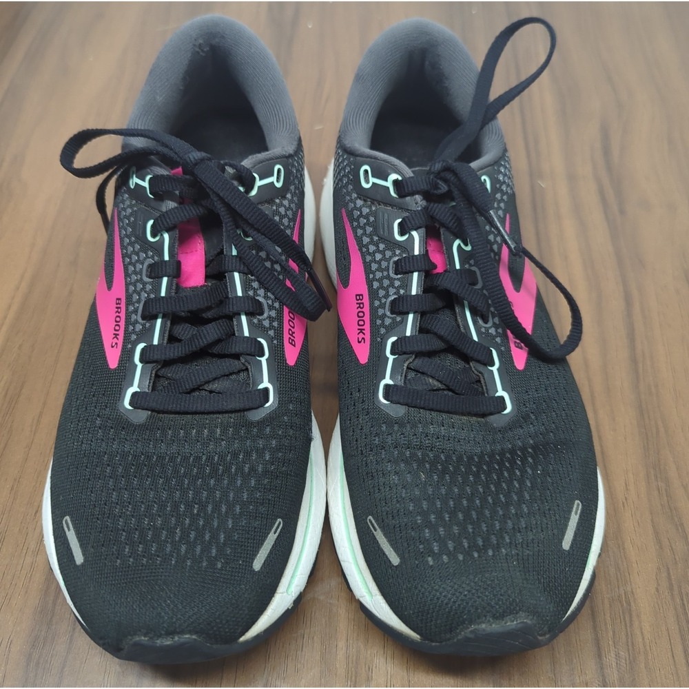 Brooks Ghost 14 Womens 9.5 B Running Shoes Black Pink 1203561 Walking - Picture 3 of 7